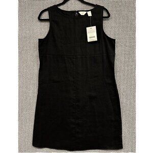 J. Jill 100% linen black sleeveless shift dress size 12P Style 7818